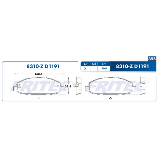 Balatas Semimetálicas delanteras Urvan 02-13 2.4L Urvan NV350 13-16 Fritec