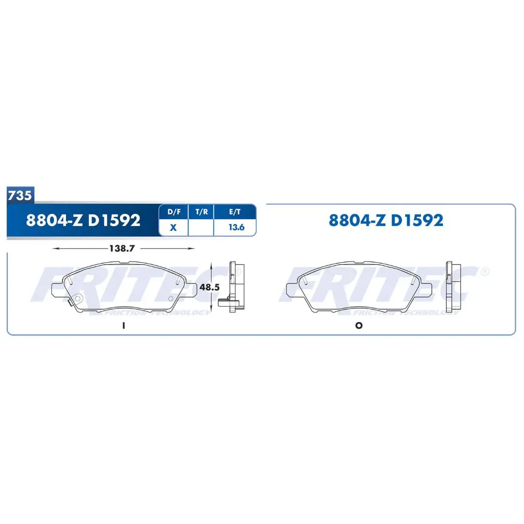 Balatas Semimetálicas delanteras March 12-23 Versa 12-19 1.6L 4cil Fritec