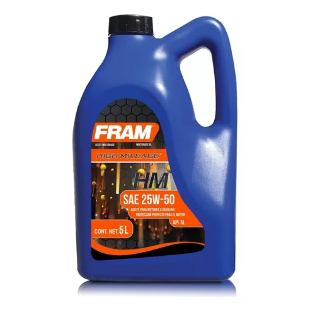 Aceite Mineral 25W50 SL 5L High Mileage FRAM