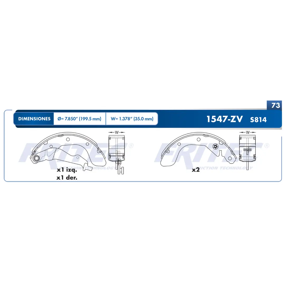 Balatas Freno Tambor traseras Aveo 04-18 1.6L Beat 18-21 Fritec