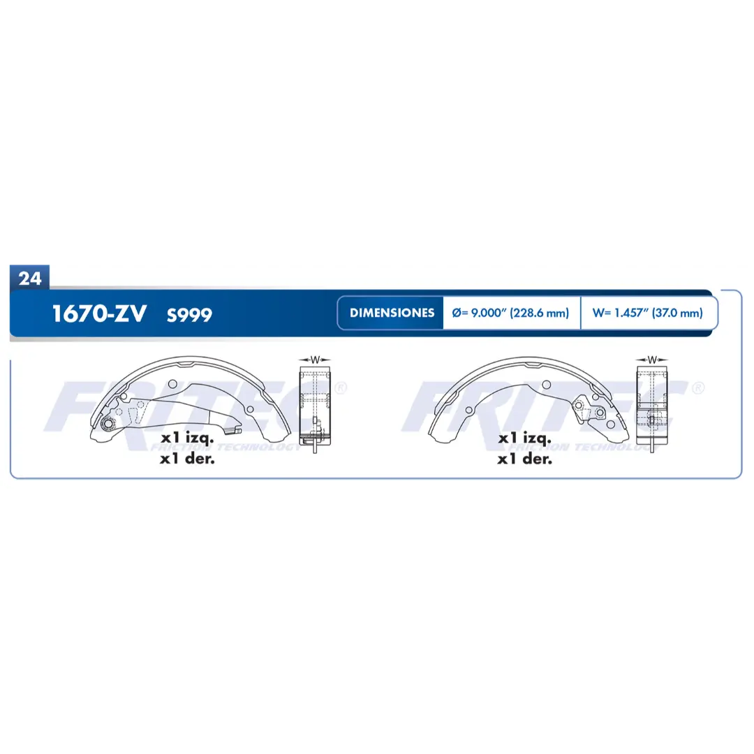 Balatas Freno Tambor traseras Jetta 08-12 2L Gol 12-17 1.6L Fritec