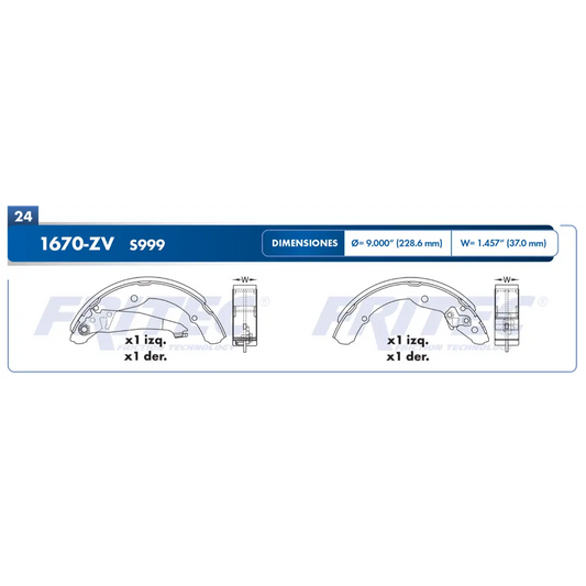 Balatas Freno Tambor traseras Jetta 08-12 2L Gol 12-17 1.6L Fritec