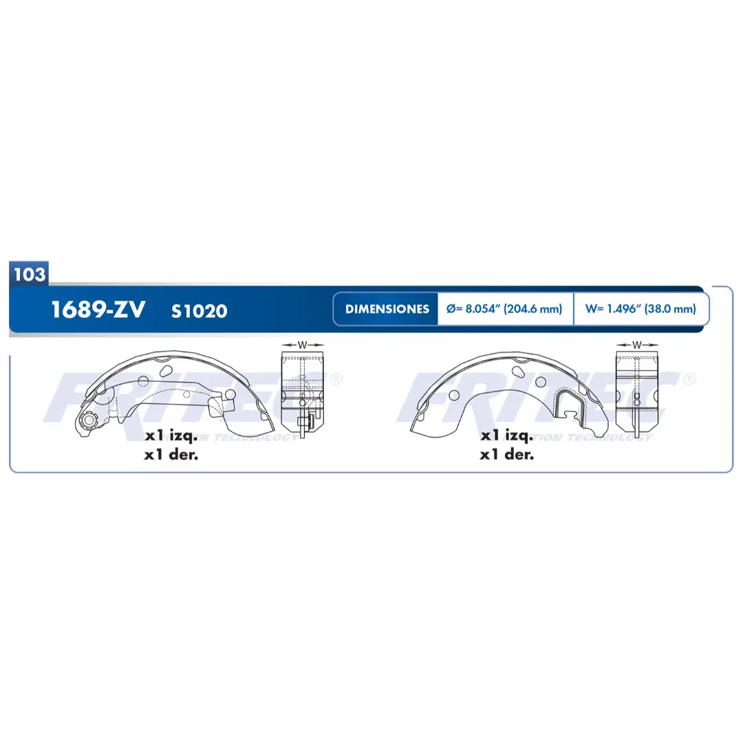 Balatas Freno Tambor traseras March 12-23 Versa 12-19 1.6L Fritec