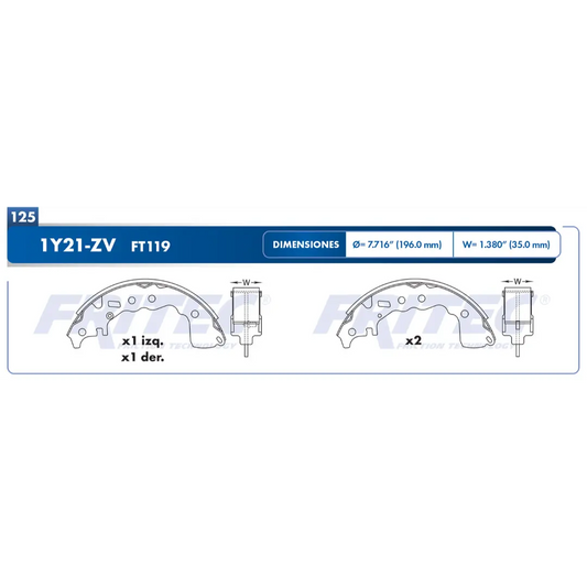 Balatas Freno Tambor traseras Kicks 17-23 Versa 20-22 1.6L Fritec