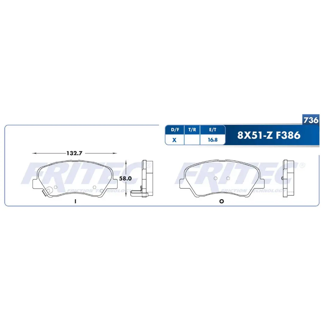 Balatas Cerámicas Delanteras Accent 12-22 1.6L Rio 12-20 Fritec