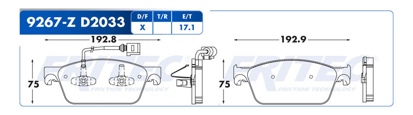 Balatas Ceramicas HD Delanteras VW Transporter 15-19 Fritec